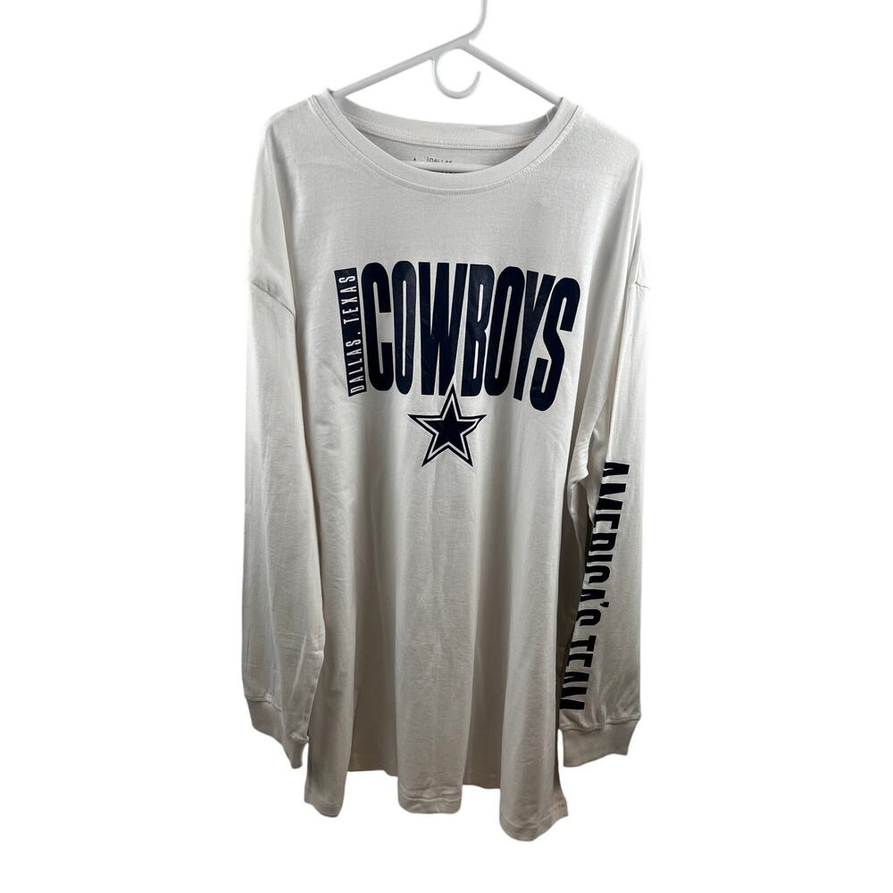 Dallas Cowboys long Sleeve Men's Athletic Vision L/S T-Shirt ,White Size 2XL NWT
